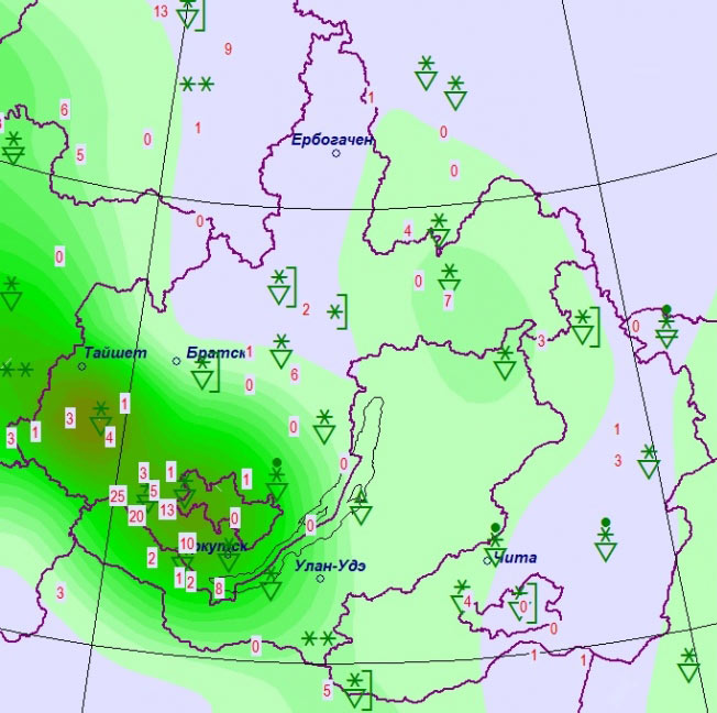 Карта осадков оз