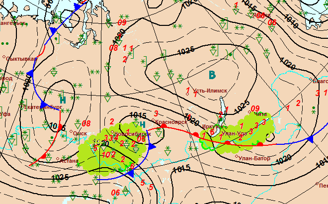 Карта погоды восточная сибирь
