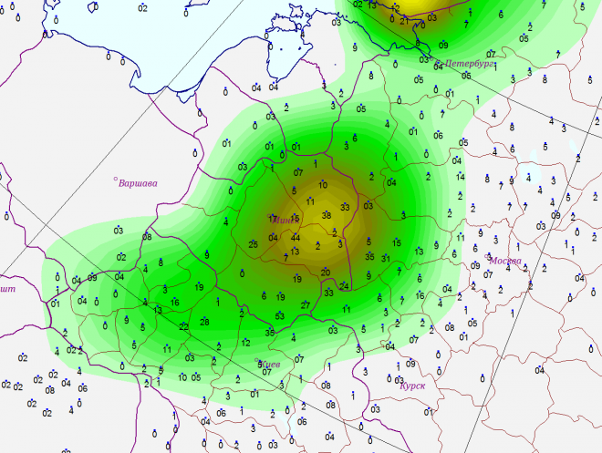 Карта осадков березино