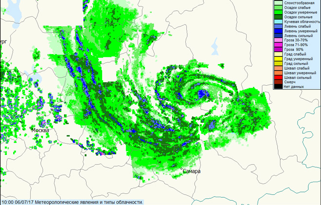 Карта дождя gismeteo