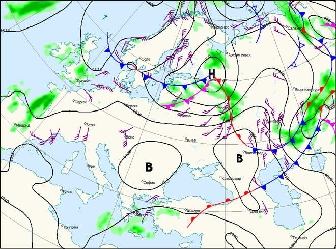 Прогностическая карта особых явлений погоды