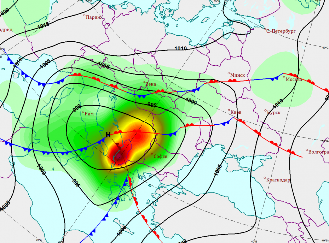 Карта циклонов и антициклонов онлайн со спутника онлайн