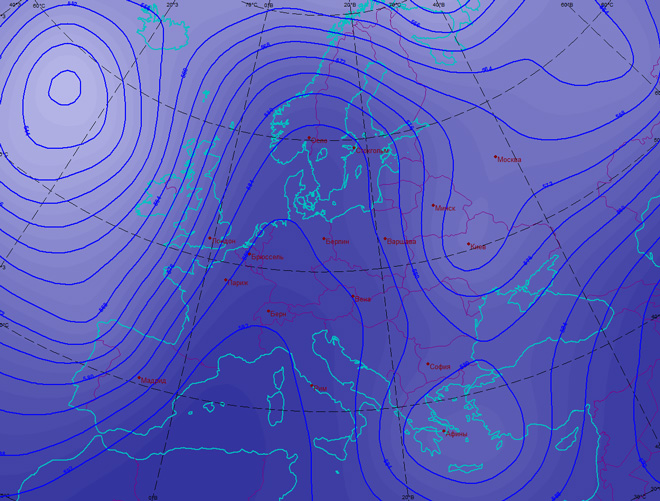 Карта АТ 500. Геопотенциал в метеорологии. Геопотенциал в синоптике.