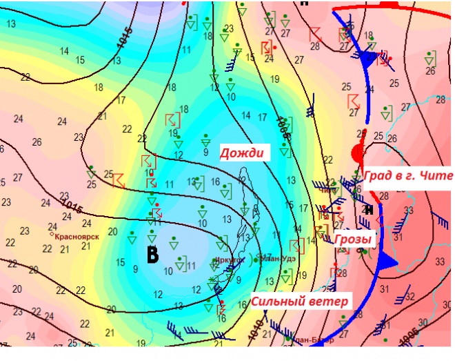 Карта погодных фронтов