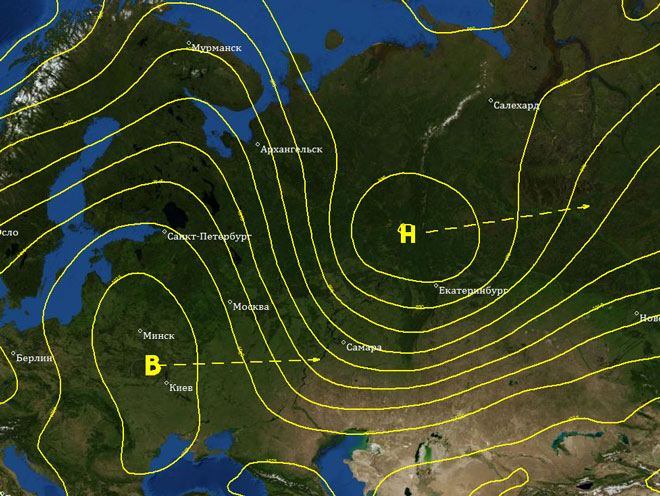 Карта циклонов и антициклонов онлайн со спутника онлайн