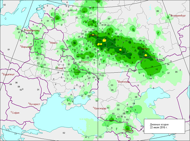 Июльское карта осадков