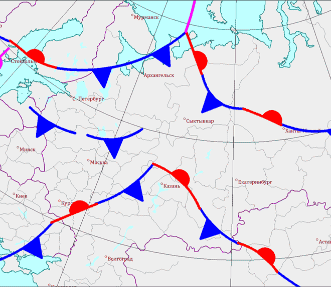 Карта грозового фронта над москвой