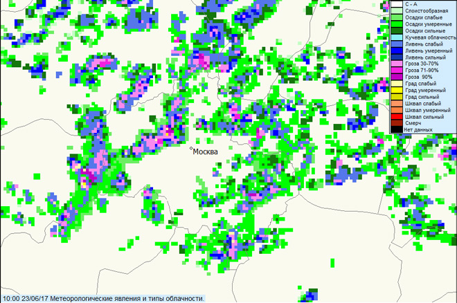 Гисметео москва карта гроз и осадков