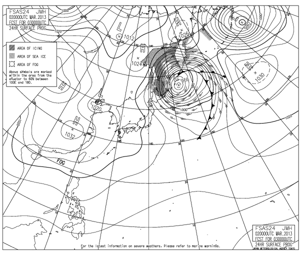 Японская спутниковая карта погоды