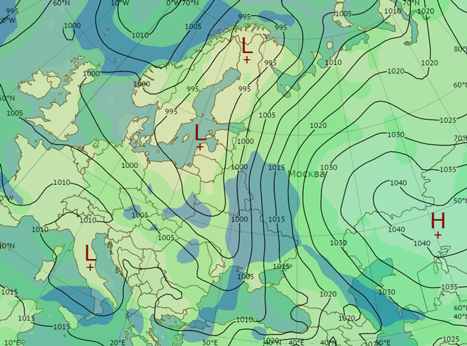 Метеорологическая карта подмосковья