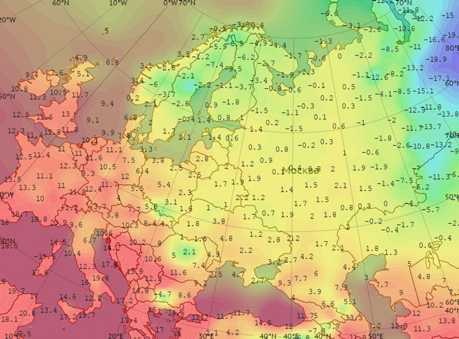 Карта погоды европейская часть россии