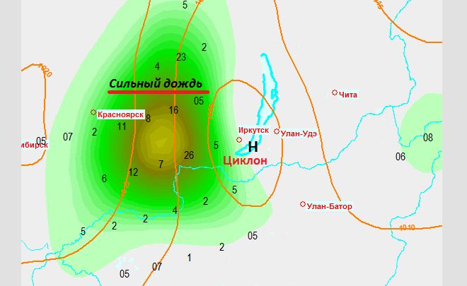Карта дождя сибай