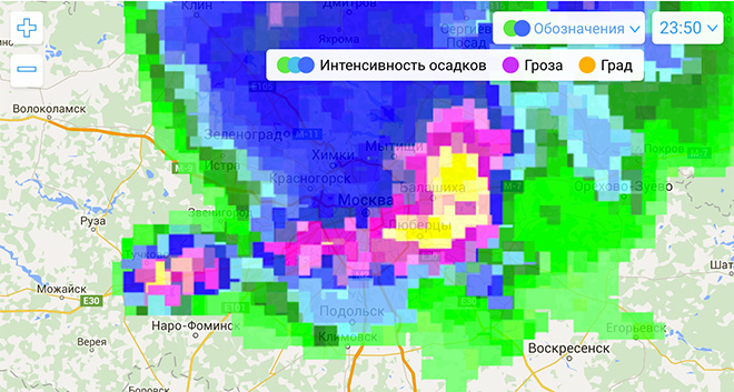 Карта дождя gismeteo