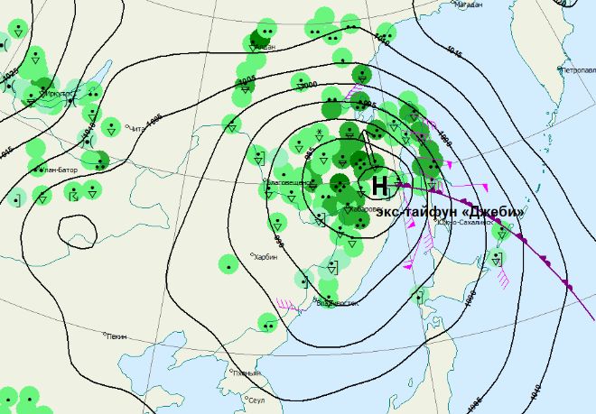 Gismeteo карта осадки на дальнем востоке