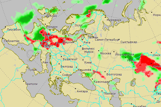 Карта дождей европы