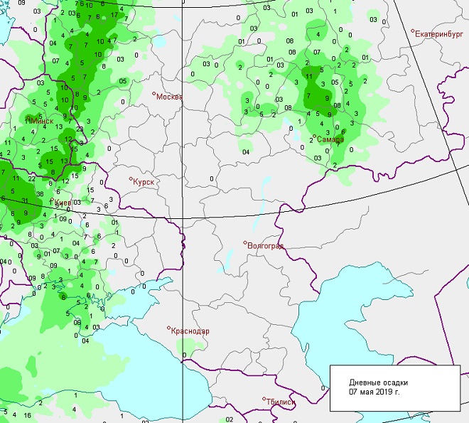 Карта грозового фронта