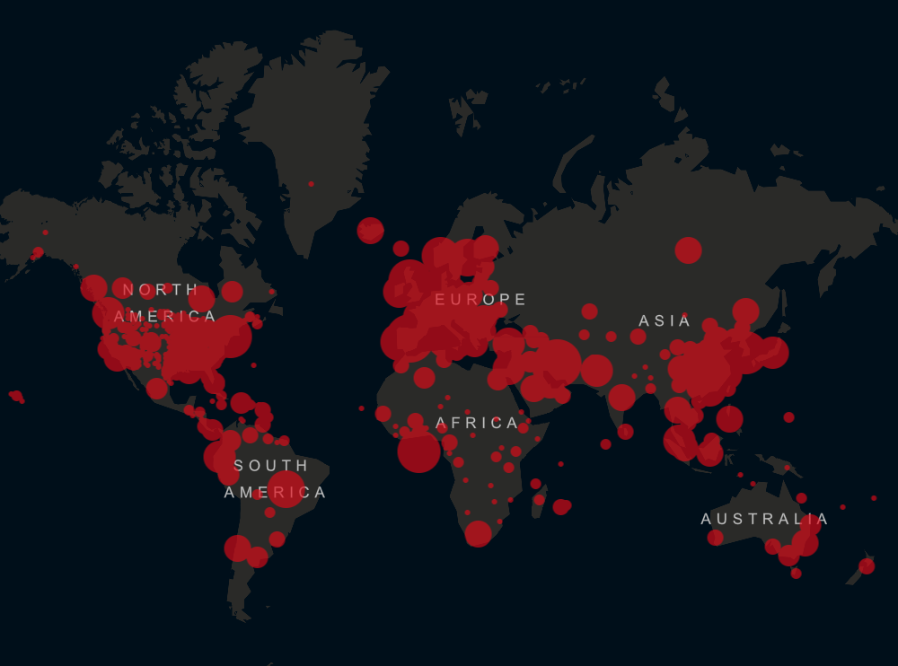 Карта распространения коронавируса в мире