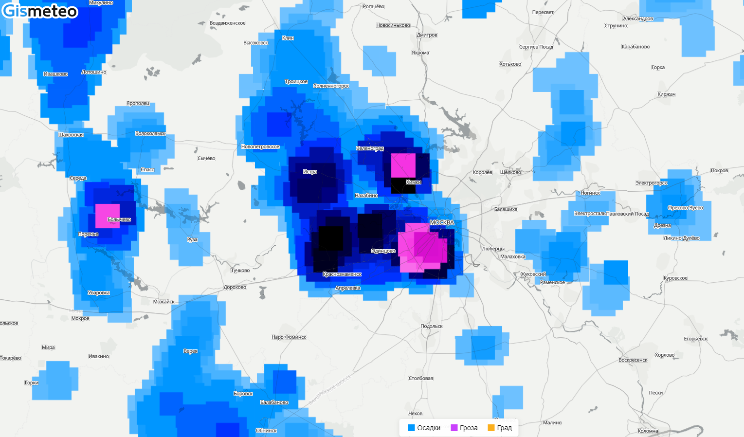 Gismeteo москва карта осадков