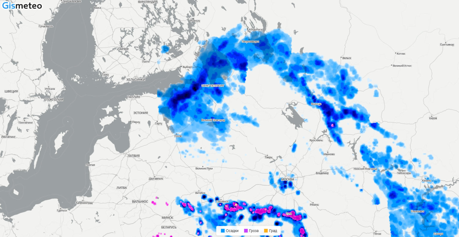 Дождь на карте в реальном времени москва