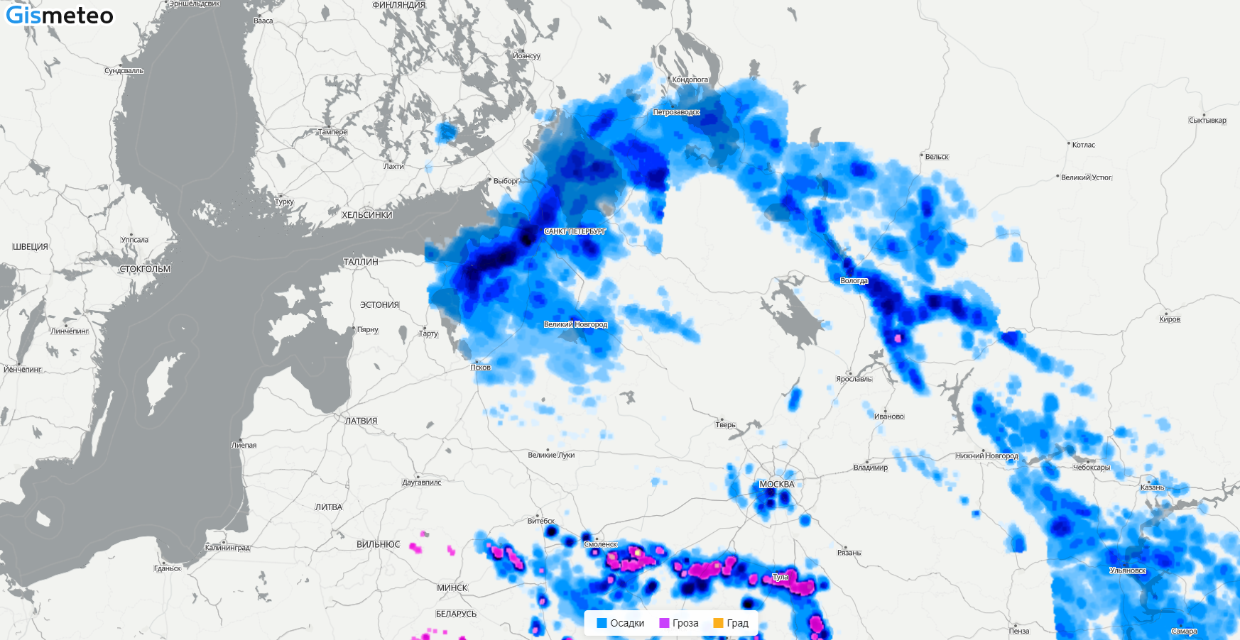 Gismeteo москва карта осадков