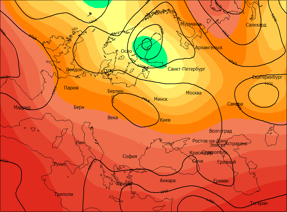 Карта погоды петербург. Поле давления.
