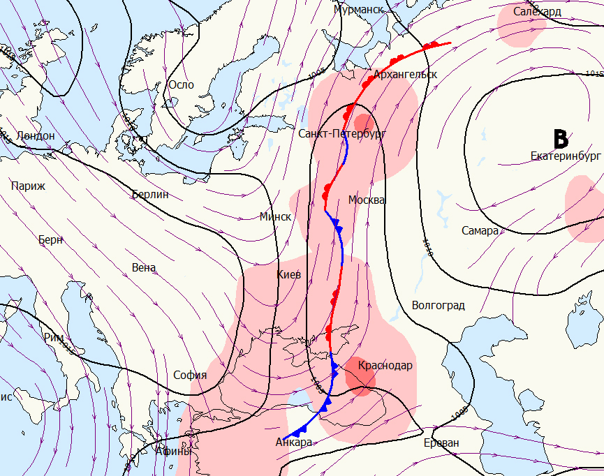 Карта атмосферный фронт