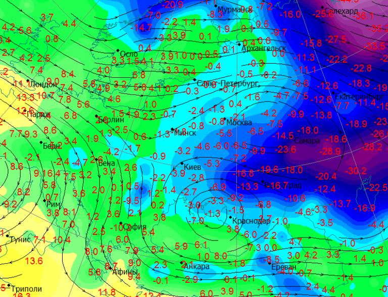 Карта погоды в европе сегодня