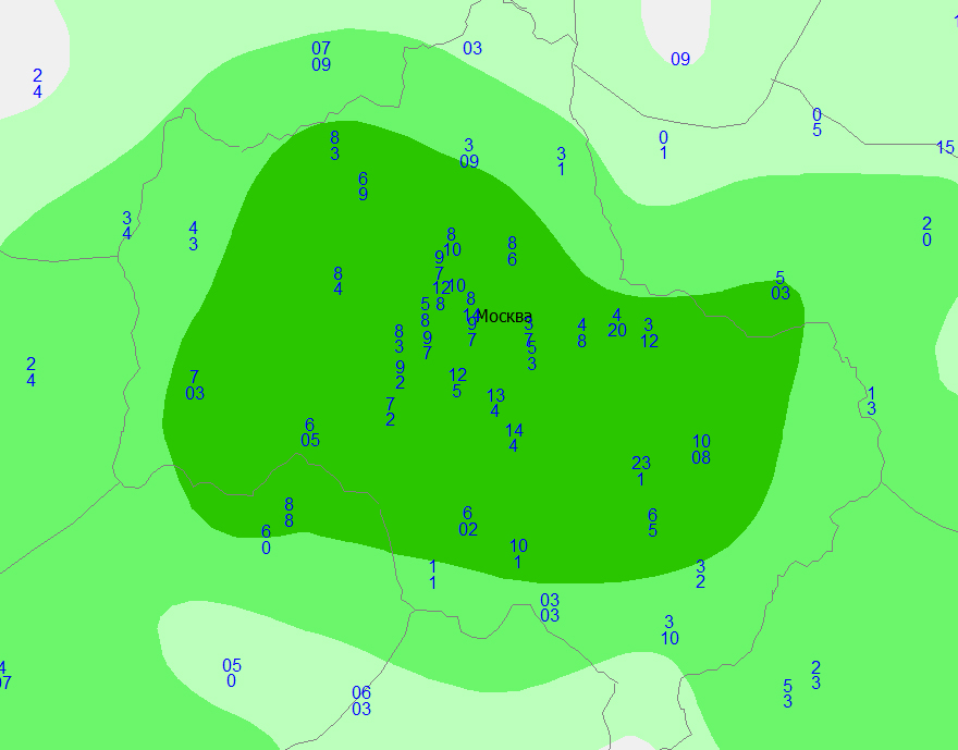 Гисметео карта осадков москва и московская область