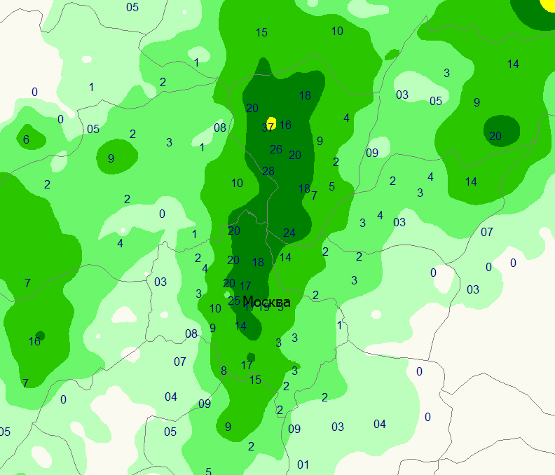 Карта дождя в москве и московской