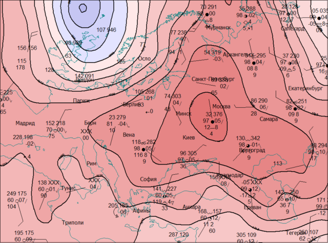 Погодные записи событий xi xvii. Карта давления.