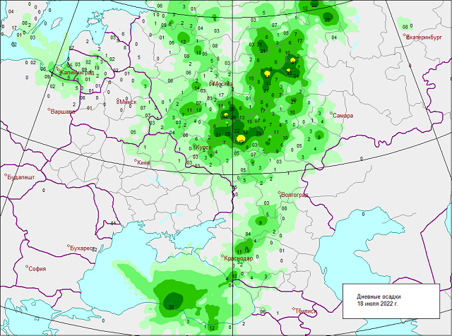 Карта осадков и гроз рязань