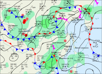 Приземная карта погоды расшифровка