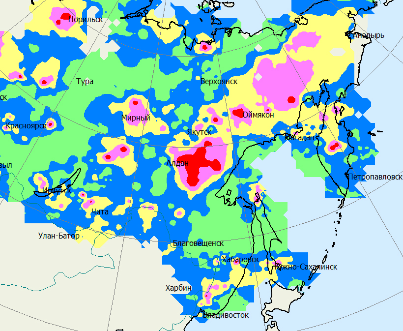 Gismeteo карта осадки на дальнем востоке