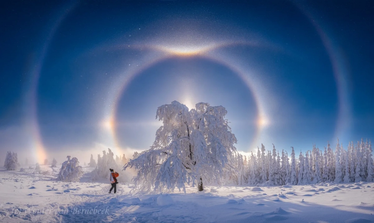 Редкое солнечное <b>гало</b> и &quot;алмазная пыль&quot; в заснеженных горах: фото...