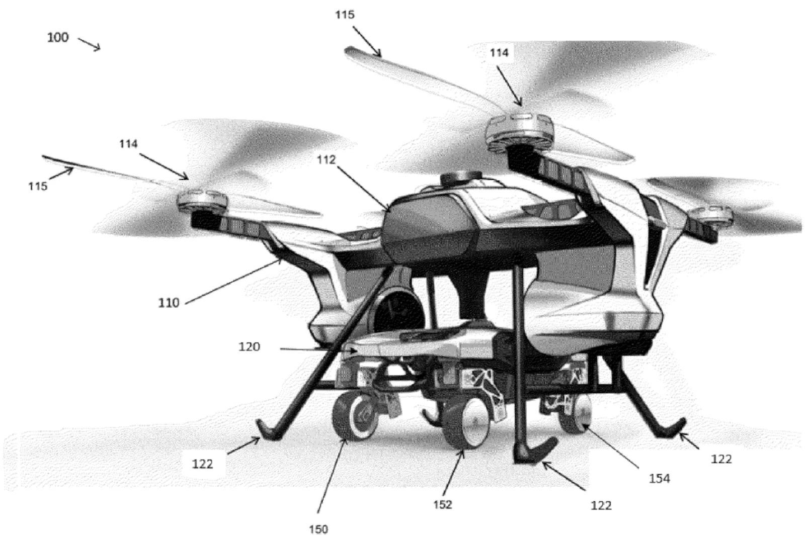 Hyundai получила патент на дрон для перевозки автомобилей по воздуху