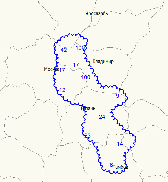 Карта осадков владимирской